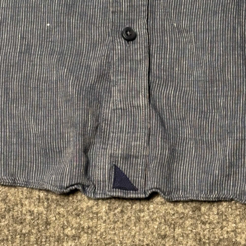 UNTUCKit Linen Shirt Mens XXL Blue Canon Striped Short Sleeve Relaxed Fit - Picture 7 of 14